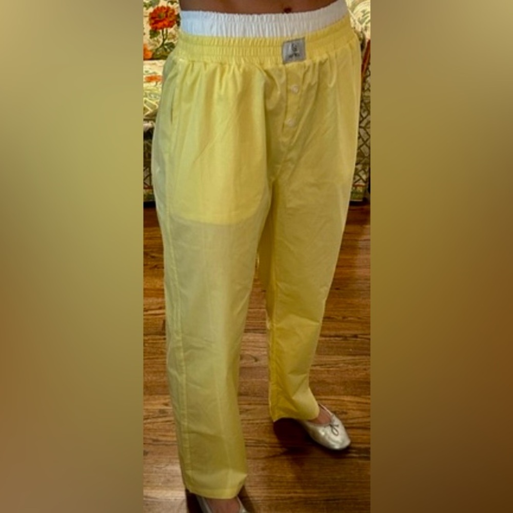 Parke Double Boxer Yellow/White 100% Cotton Dorm Sleeping Pj’s Casual Pants